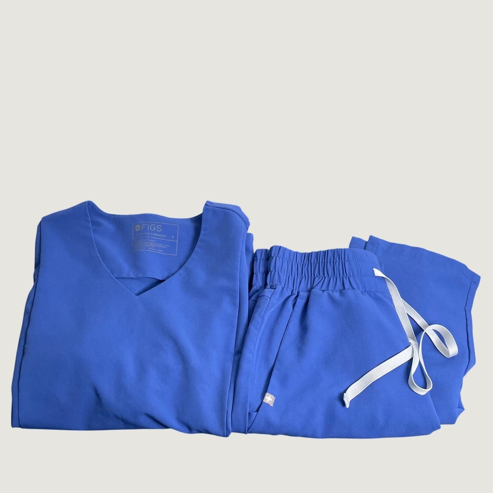 FIGS Scrub Set Women Small Blue Technical Collection Drawstring Nurse Workwear